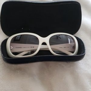 Chanel White 6026-B Crystal Embellished
